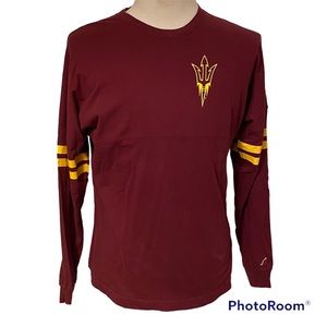 Maroon Long Sleeve Shirt with Yellow Accents